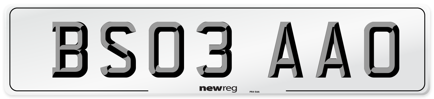 BS03 AAO Number Plate from New Reg